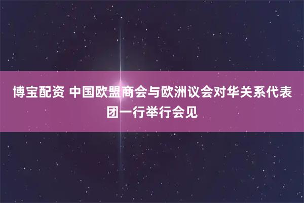 博宝配资 中国欧盟商会与欧洲议会对华关系代表团一行举行会见